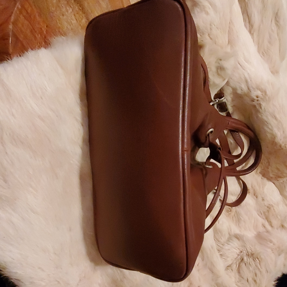 Crossing Pointe Brown Leather Drawstring Bag - image 3